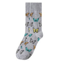 Load image into Gallery viewer, Parquet Men’s Butterfly Novelty Crew Socks – Gray