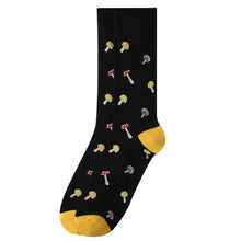 Load image into Gallery viewer, Parquet Men’s Mushroom Fungi Novelty Crew Socks – Black