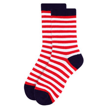 Load image into Gallery viewer, Women's Red & White Striped Crew Socks