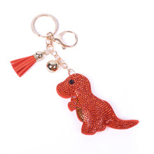Load image into Gallery viewer, Nollia Bling Crystal Red T-Rex Charm – Sparkly Dinosaur Keychain