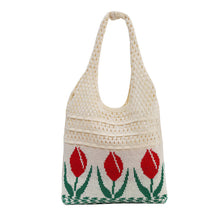 Load image into Gallery viewer, Nollia Ivory Tulip Crochet Knit Bag