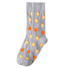 Load image into Gallery viewer, Parquet Men’s Fruity Orange Novelty Crew Socks – Gray