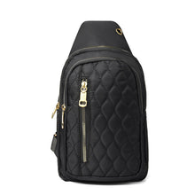 Load image into Gallery viewer, Ladies’ Black Crossbody Sling Bag with Gold Accents – Chic & Functional