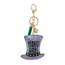 Load image into Gallery viewer, Nollia Bling Crystal Mardi Gras Hat Charm – Sparkly Party Keychain