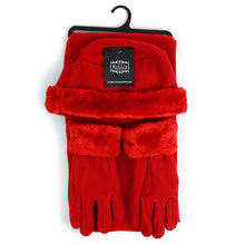 Load image into Gallery viewer, Nollia Women’s Fleece Winter Hat, Scarf & Gloves Set with Faux Fur Trim