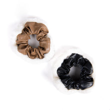 Load image into Gallery viewer, Nollia 2-Piece Faux Leather and Fur Scrunchie Set – Chic Vegan Hair Accessories