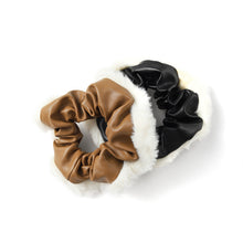 Load image into Gallery viewer, Nollia 2-Piece Faux Leather and Fur Scrunchie Set – Chic Vegan Hair Accessories
