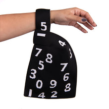 Load image into Gallery viewer, Black tote bag with white numeric print by Nollia