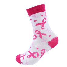 Load image into Gallery viewer, Parquet Women's Breast Cancer Ribbon Novelty Socks – Pink Awareness Design