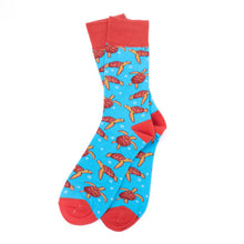 Load image into Gallery viewer, Parquet Men’s Sea Turtle Novelty Crew Socks – Teal & Orange