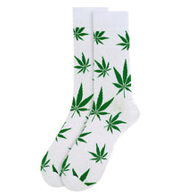 Load image into Gallery viewer, Parquet Women's Weed Leaf Marijuana Novelty Crew Socks – White or Black
