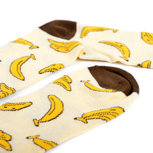 Load image into Gallery viewer, Parquet Men’s Banana Pattern Novelty Crew Socks – Yellow & Brown