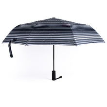 Load image into Gallery viewer, Nollia Compact Black & White Striped Auto-Open Umbrella – 12" Travel Size, Wind-Resistant