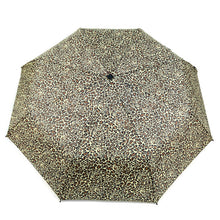 Load image into Gallery viewer, Parquet Leopard Print Telescopic Compact Umbrella – Auto-Open, Plastic Handle, 12" Travel Size