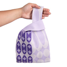 Load image into Gallery viewer, Lavender and purple geometric pattern knit tote