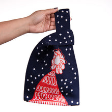 Load image into Gallery viewer, Nollia Navy Christmas Hat & Snow Mini Knit Tote Bag