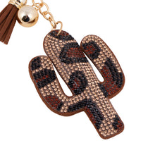 Load image into Gallery viewer, Nollia Bling Crystal Leopard Cactus Charm – Sparkly Keychain Accessory