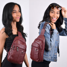 Load image into Gallery viewer, Vegan Leather Crossbody Sling Bag with Adjustable Strap