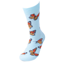 Load image into Gallery viewer, Parquet Men’s Butterfly Novelty Crew Socks – Light Blue