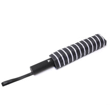 Load image into Gallery viewer, Nollia Compact Black & White Stripe Auto-Open Umbrella – 12" Travel Size, Wind-Resistant