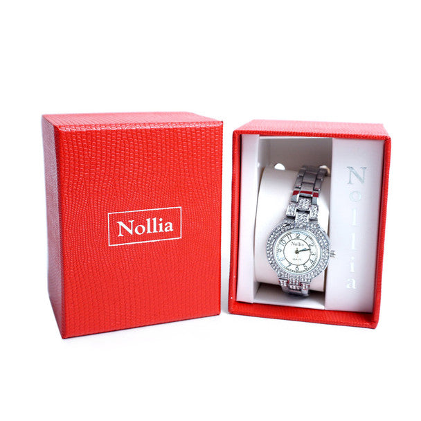 Nollia Silver Tone Ladies Dressy Watch – Crystal Accent 