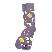 Load image into Gallery viewer, Parquet Men’s Jam & Bread Novelty Crew Socks – Gray