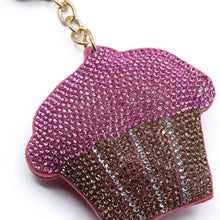 Load image into Gallery viewer, Nollia Bling Crystal Cupcake Charm – Pink Frosting Keychain Accessory