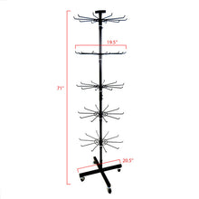 Load image into Gallery viewer, Black Metal Rotating Display Rack with 5 Tiers & Wheels – Adjustable Hat, Glove & Sock Organizer
