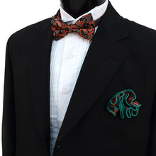 Load image into Gallery viewer, Laurant Bennet Red Paisley Banded Bow Tie & Matching Hanky Set