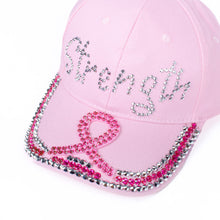 Load image into Gallery viewer, Nollia Strength Breast Cancer Awareness Crystal Bling Cap – Pink