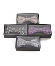 Load image into Gallery viewer, Silk Framed Diamond Pattern Banded Bow Tie – Printed Twill, Boxed
