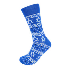 Load image into Gallery viewer, Parquet Men’s Star of David Hanukkah Novelty Crew Socks – Blue