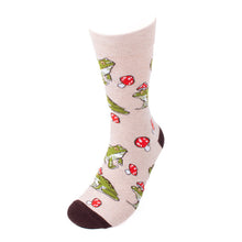 Load image into Gallery viewer, Parquet Men’s Mushroom & Frog Novelty Crew Socks – Earth Tones