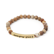 Load image into Gallery viewer, Nollia Beaded “Amazing Grace” Natural Stretch Bracelet – Marble Beads
