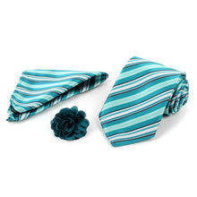 Load image into Gallery viewer, Umo Lorenzo 12-Piece Stripped Tie, Hanky & Lapel Pin Box Set