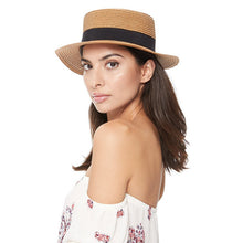Load image into Gallery viewer, Nollia Spring/Summer Ribbon Round Flat Top Ladies' Hat – 100% Paper