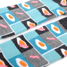 Load image into Gallery viewer, Parquet Men’s Bacon & Eggs Novelty Crew Socks – Blue & Gray