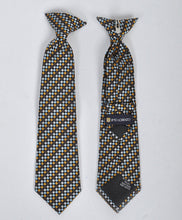 Load image into Gallery viewer, Umo Lorenzo Boy's Geometric Microfiber Woven Clip-On Ties – Gold, Red, Silver, Pink
