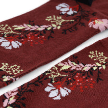 Load image into Gallery viewer, Parquet Men’s Floral Pattern Novelty Crew Socks – Burgundy
