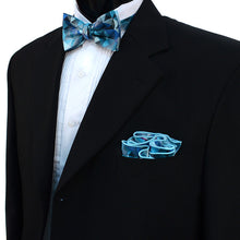 Load image into Gallery viewer, Laurant Bennet Abstract Pattern Banded Bow Tie & Matching Hanky Pocket Round Set