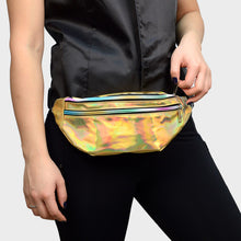 Load image into Gallery viewer, Nollia Gold Iridescent Holographic Waist Fanny Pack with Adjustable Strap