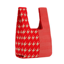 Load image into Gallery viewer, Nollia Red Festive Pattern Mini Knit Tote Bag