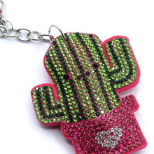 Load image into Gallery viewer, Nollia Bling Crystal Cartoon Cactus Charm – Sparkly Tassel Keychain