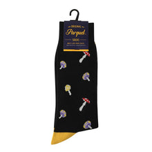 Load image into Gallery viewer, Parquet Men’s Mushroom Fungi Novelty Crew Socks – Black