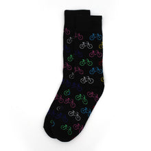 Load image into Gallery viewer, Parquet Men’s Bicycle Pattern Novelty Crew Socks – Gray or Black