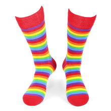 Load image into Gallery viewer, Parquet Men’s Rainbow Striped Novelty Crew Socks – Multicolor