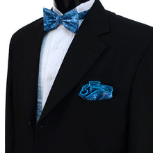 Load image into Gallery viewer, Laurant Bennet Diamond Pattern Banded Bow Tie & Matching Hanky Pocket Round Set