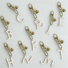 Load image into Gallery viewer, Nollia Pearl Initial Letter Charm – Elegant Monogram Bag Keychain