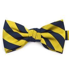 Load image into Gallery viewer, Umo Lorenzo College Stripe Banded Bow Tie – Microfiber Poly Woven