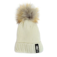 Load image into Gallery viewer, Kid's Ribbed & Cable Knit Pom Beanie Ski Hat